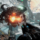 doom slayer shoots a cacodemon from first person perspective in doom eternal